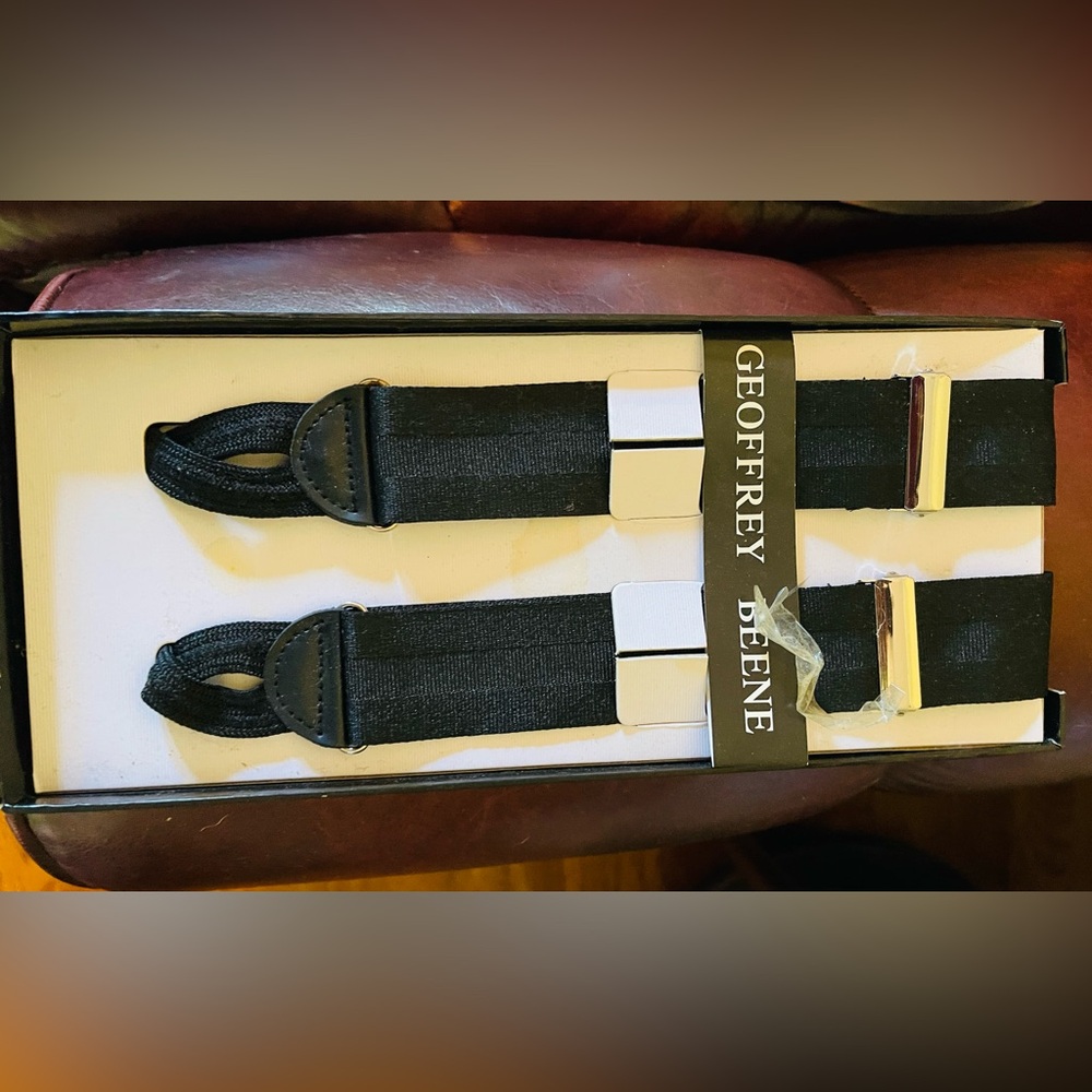 NEW MEN'S GEOFFREY BEENE LEATHER END SUSPENDERS
